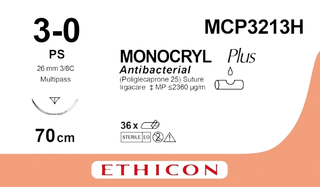 MCP3213H - MONOCRYL Plus Antibacterial (poliglecaprone 25) Suture