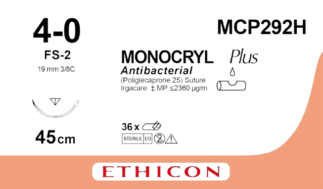 MCP292H - MONOCRYL Plus Antibacterial (poliglecaprone 25) Suture